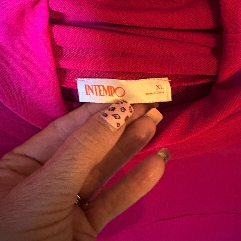 Pink Long Sleeve Mandarin Collar Blouse - Picture 3 of 4